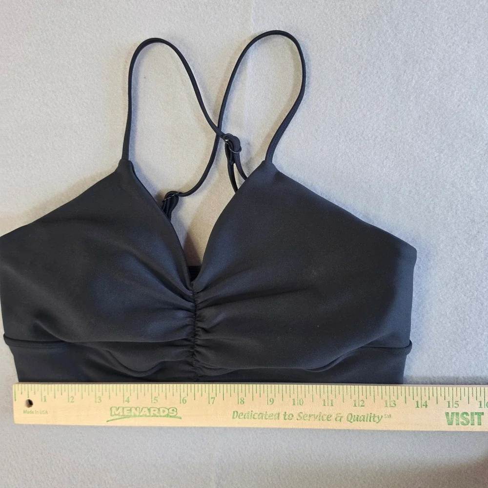 Alo Yoga Wild Thing Sports Bra Large Black Ruched Athleisure Gym Activewear